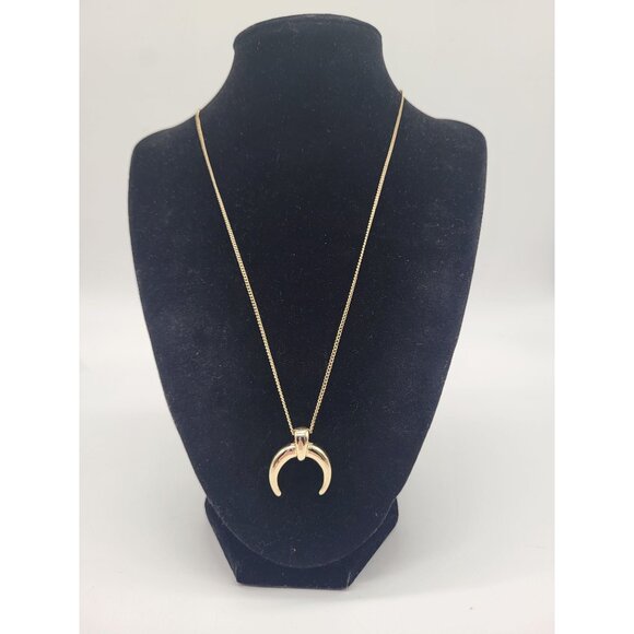 unbranded Jewelry - Gold Tone Horn Pendant Necklace Crescent Moon